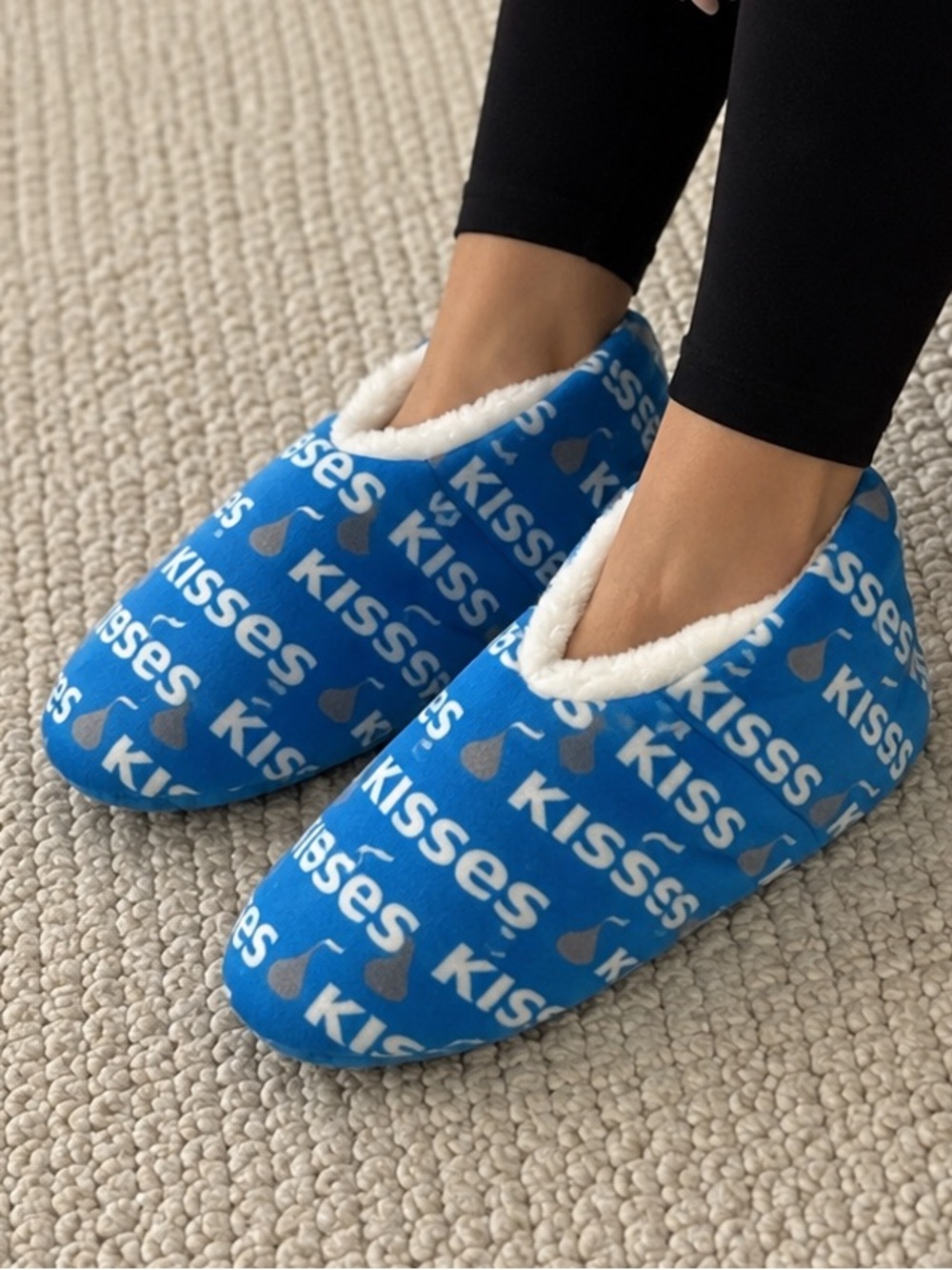 Hershey’s Kisses Blue Plush Slippers One Size New Without Tags